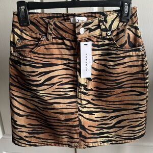 Topshop Zebra Stripe Mini Skirt - Brown and Black